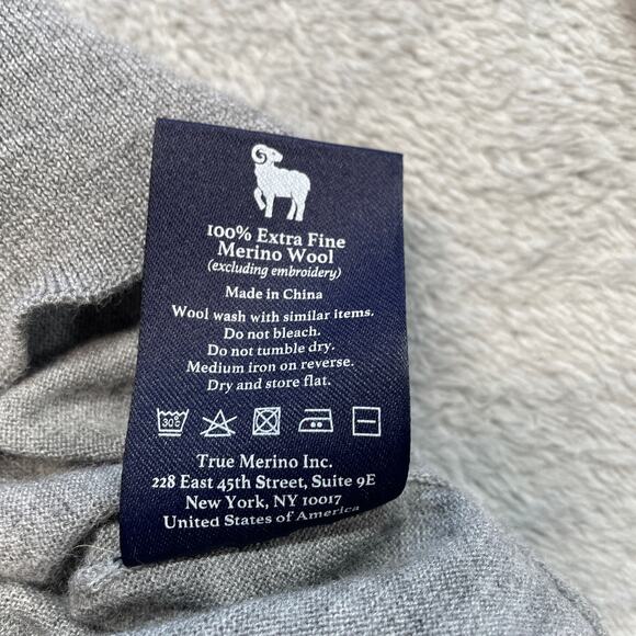 True Merino Sweater Mens Extra Large Grey Turtleneck Classic Luxury Soft Fitted - Picture 5 of 8